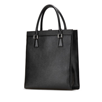 Burberry Nova Check Handbag Tote Bag Black Leather