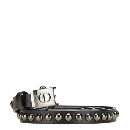 Christian Dior Dior Cd Logo Studded Belt In Black Leather