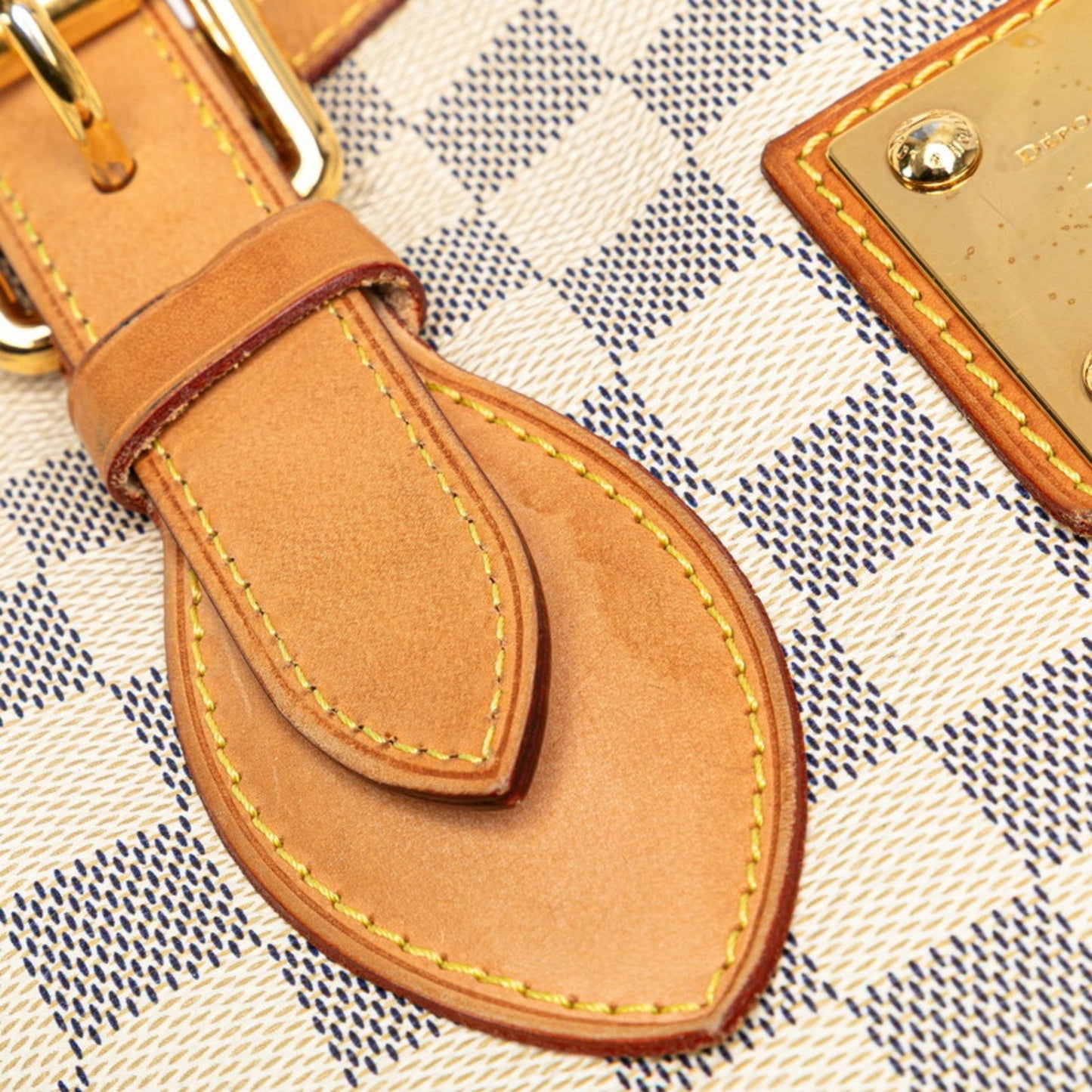 Louis Vuitton Damier Azur Hampstead Mm Shoulder Bag Tote N51206 White Leather