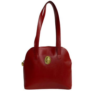 Christian Dior Cd Logo Hardware Leather Semi-Shoulder Bag/Mini Tote Bag In Red 60294