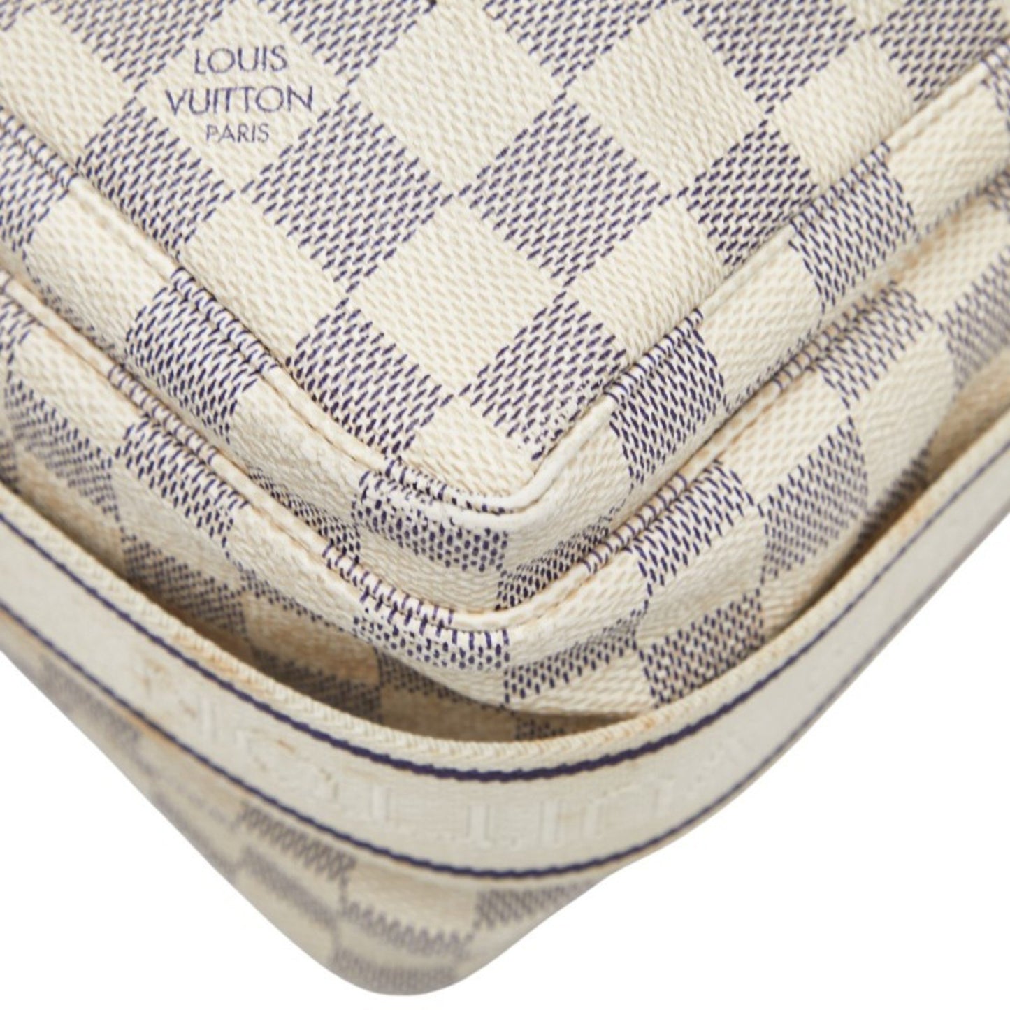 Louis Vuitton Damier Azur Naviglio Shoulder Bag N51189 White Leather