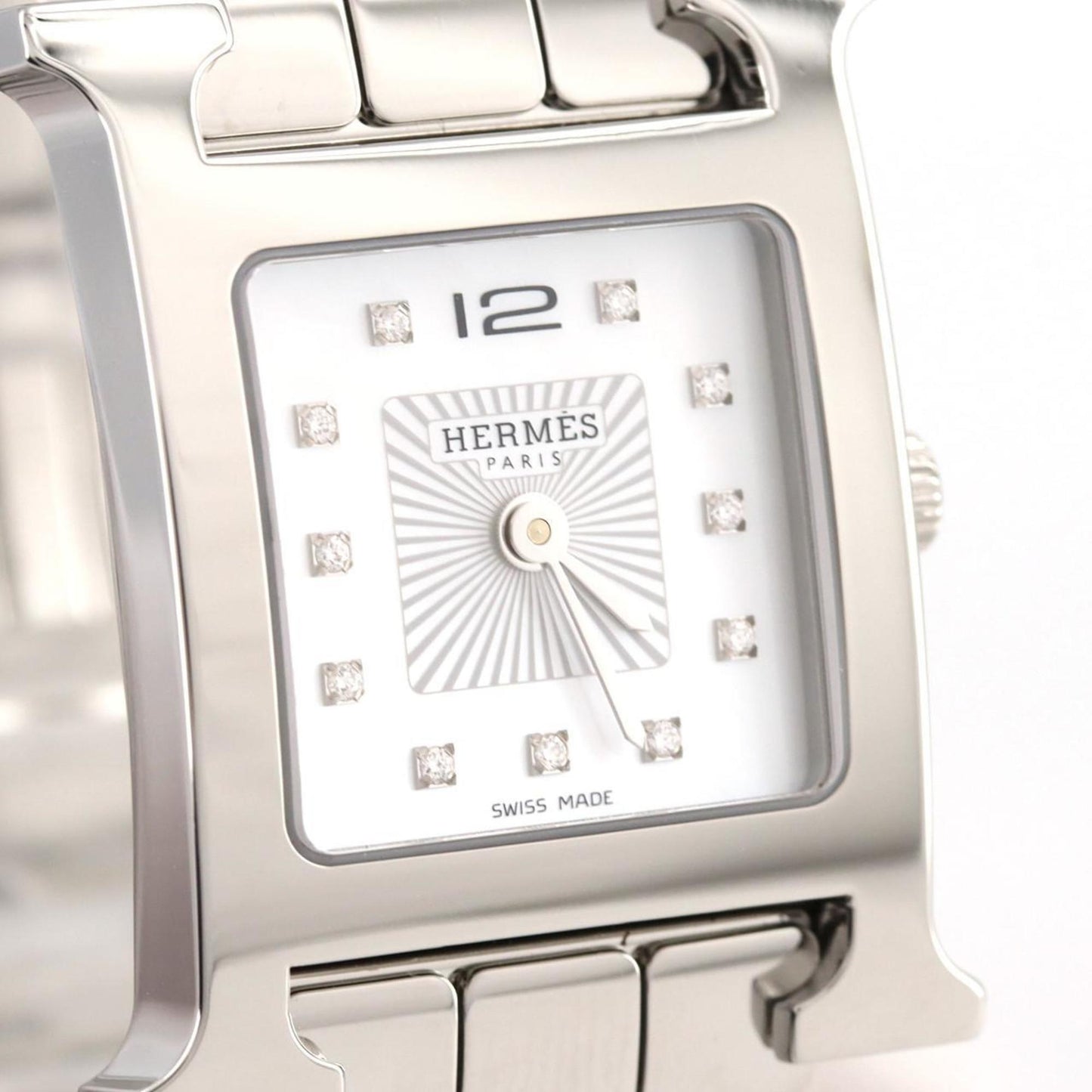 Herms H Watch 11P Hh1.210 Stainless Steel Quartz Wristwatch