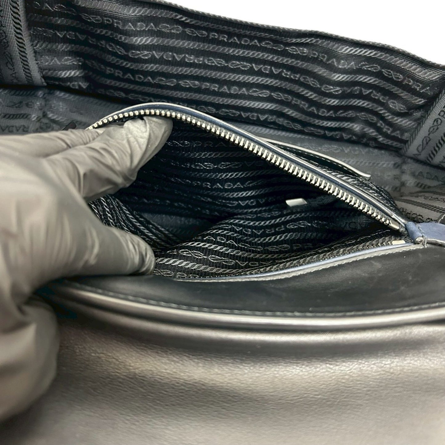 Prada Prada Logo Two-Tone Leather 2-Way Handbag