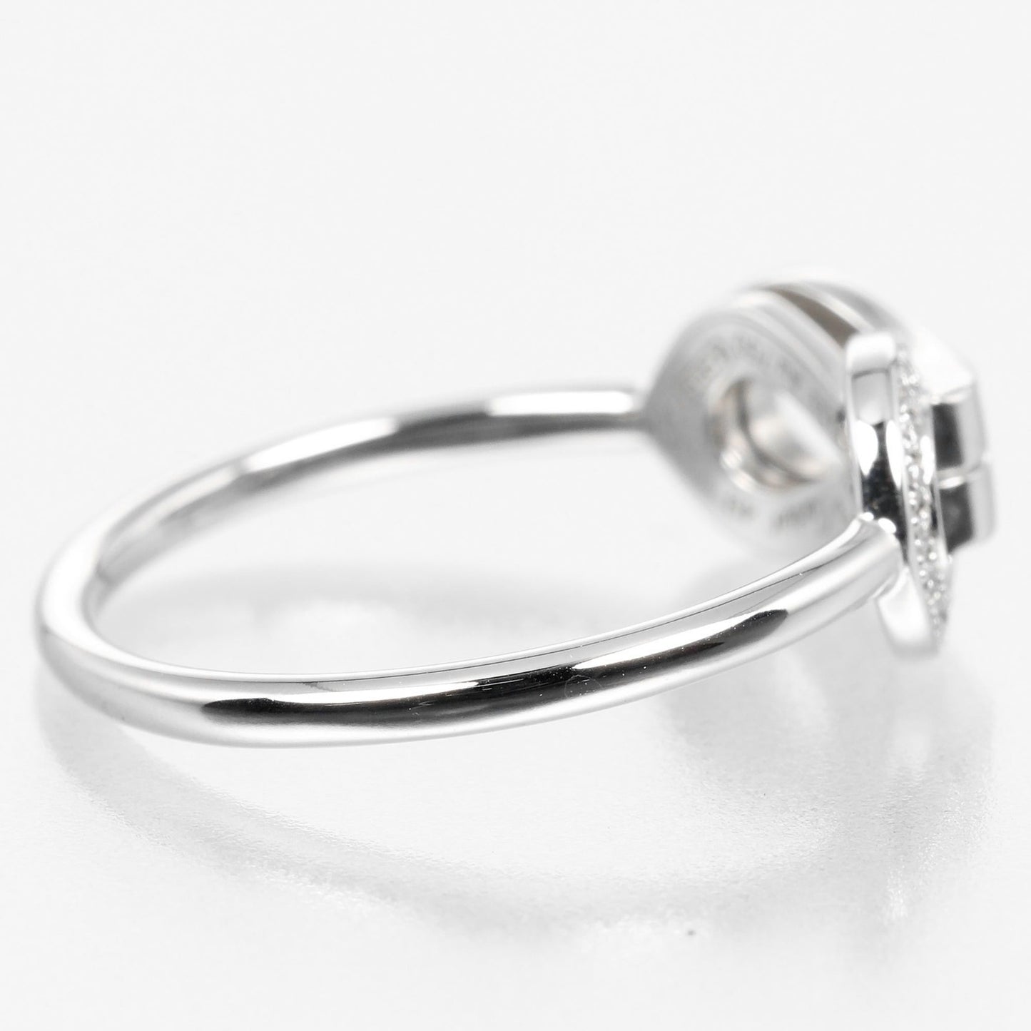 Cartier Agraffe Size 9 Ring In 18K White Gold With Diamonds