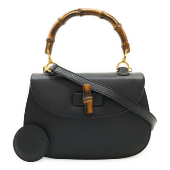 Gucci Bamboo Handbag/Shoulder Bag In Black Leather