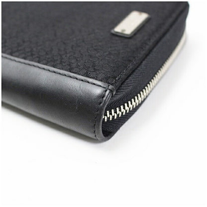 Coach Organizer Round Zip Long Wallet In Black Canvas And Leather