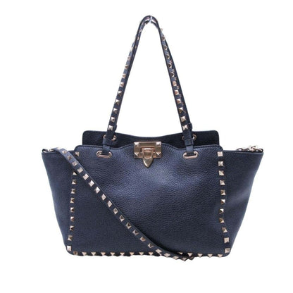 Valentino Garavani Rockstud 2-Way Shoulder Tote Bag In Navy