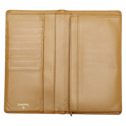 Chanel Coco Button Long Wallet Yellow Leather