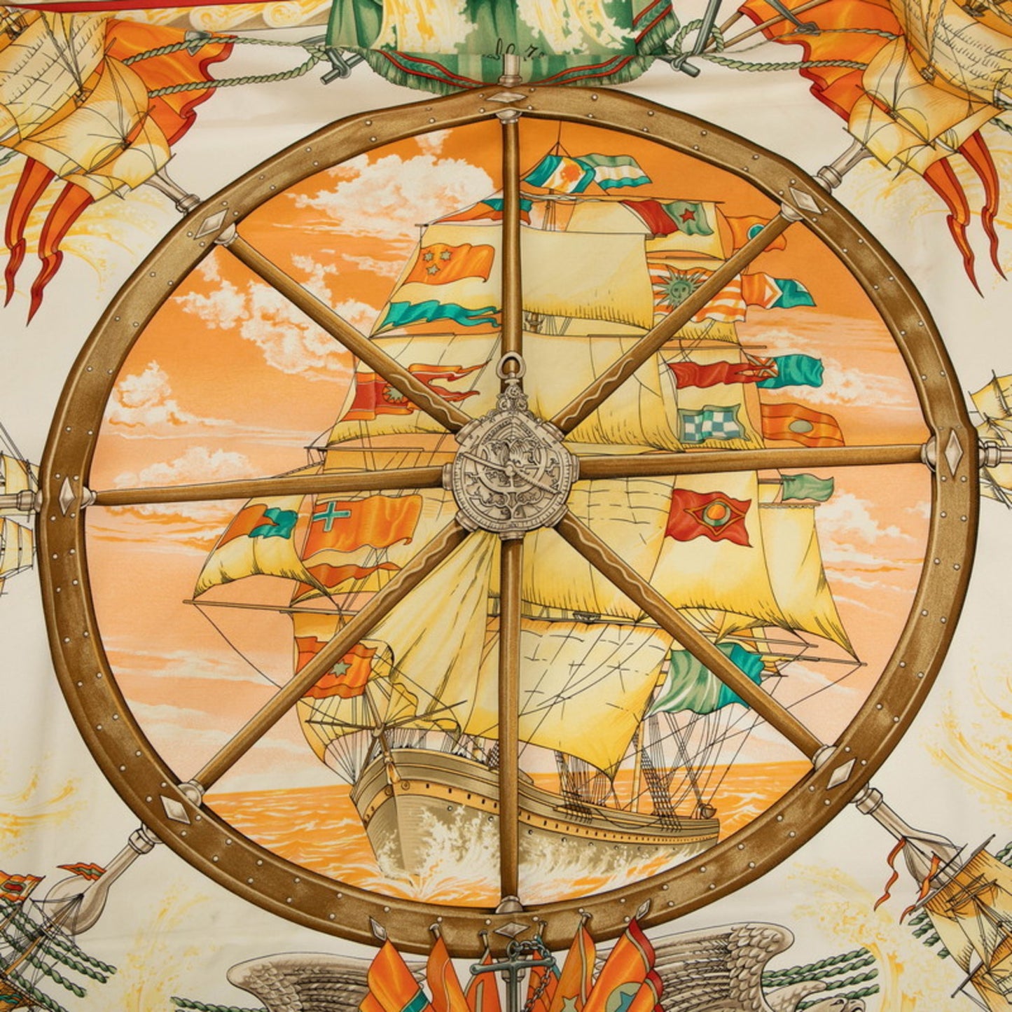 Hermes Herms Carr 90 "Vive Le Ven" (Wind Blow) Scarf