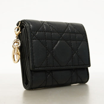 Christian Dior Cannage Leather Tri-Fold Wallet