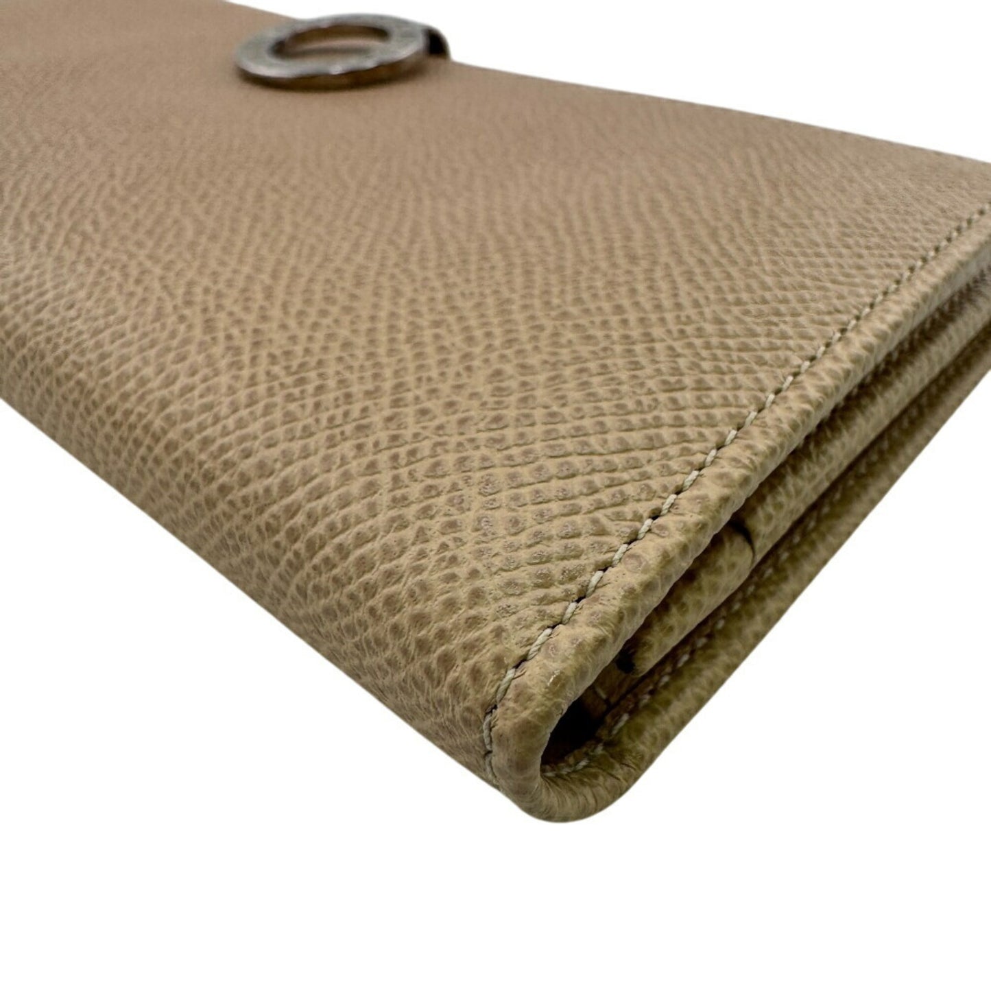 Bvlgari B.Zero1 Circle Clip Bifold Long Wallet Beige