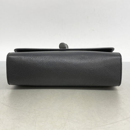 Gucci Bamboo Shoulder Bag 387611 Leather Black Champagne