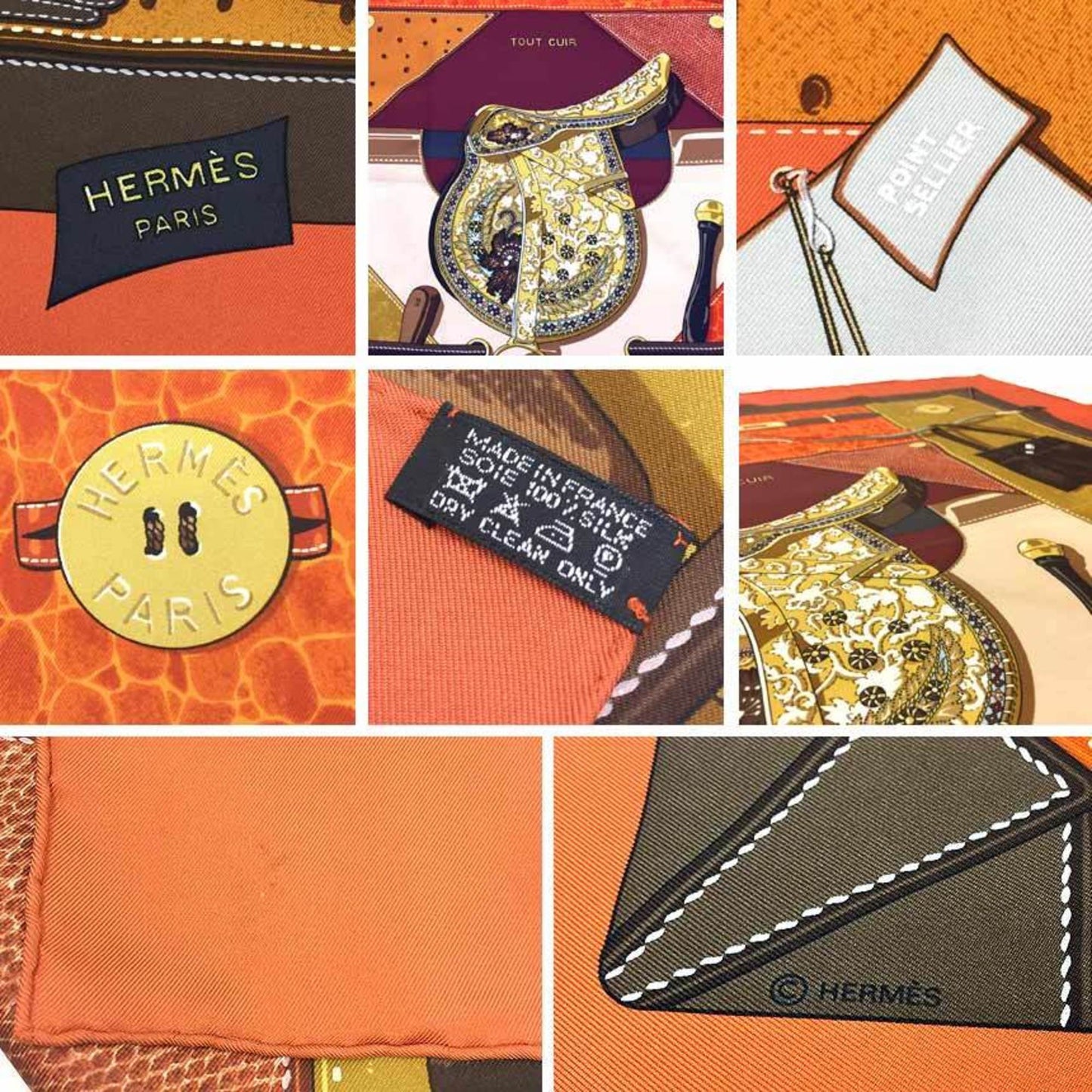Hermes Hermes Carre 90 Scarf Muffler Tout Cuir All Leather Horse Tack Gloves Bag Orange X Brown