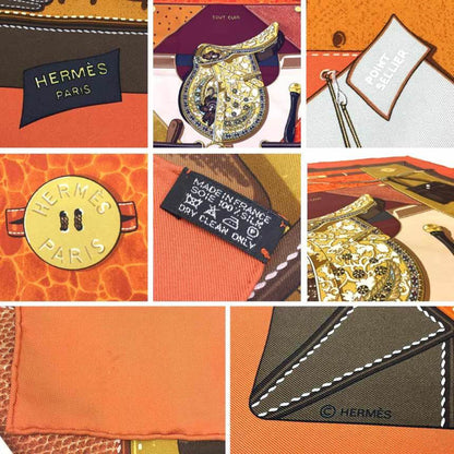 Hermes Hermes Carre 90 Scarf Muffler Tout Cuir All Leather Horse Tack Gloves Bag Orange X Brown