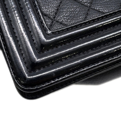 Chanel Chain Shoulder Bag Boy Large Matelasse Coco Mark Lambskin Patent Leather A92193 Chanel Black