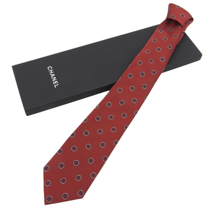 Chanel 100% Silk Coco Mark Logo Design All-Over Print Tie