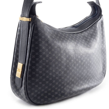 Celine Blason Shoulder Bag In Navy Macadam