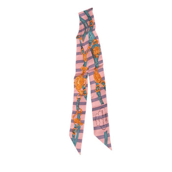 Hermes Herms Twilly Brides De Gala Ceremonial Bridle Scarf Muffler In Pink