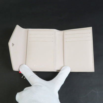 Christian Dior Tri-Fold Wallet Leather Neon Pink