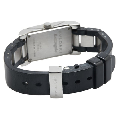 Bvlgari Rettangolo Watch Rt39S Quartz Black Dial Stainless Steel Rubber