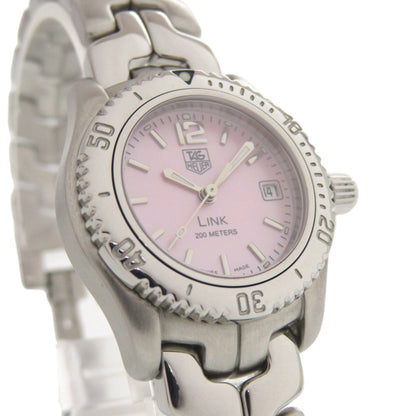 Tag Heuer Link Date Wt141M Stainless Steel Pink Shell Silver Quartz Watch 1582 Heuer