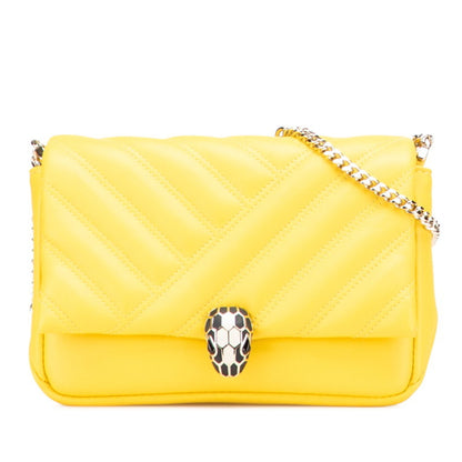 Bvlgari Serpenti Chain Shoulder Bag In Yellow Leather