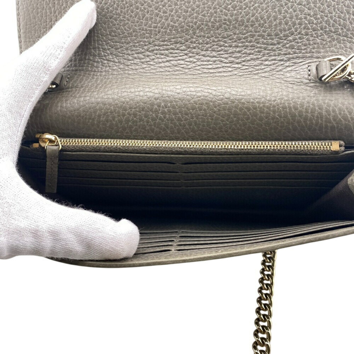 Gucci 510314 Chain Wallet Shoulder Bag Gray