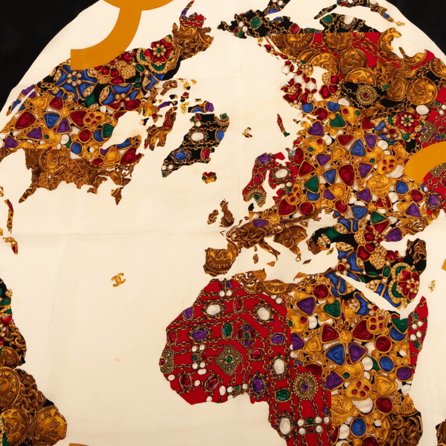 Chanel Coco Mark Jewelry Motif Scarf Muffler In Beige