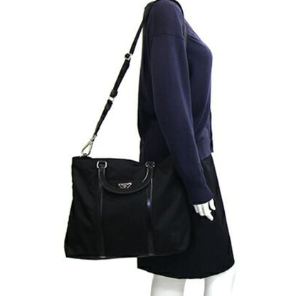 Prada Handbag Bn1057 Black Nylon Leather Shoulder Bag Hand Tote