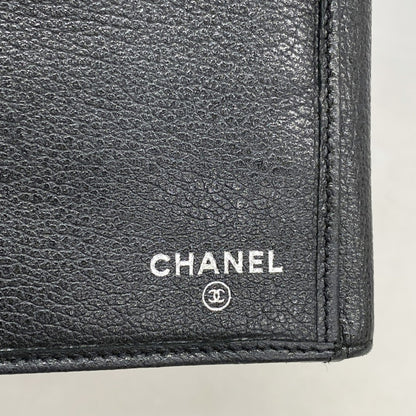Chanel Camellia Leather Long Wallet Black