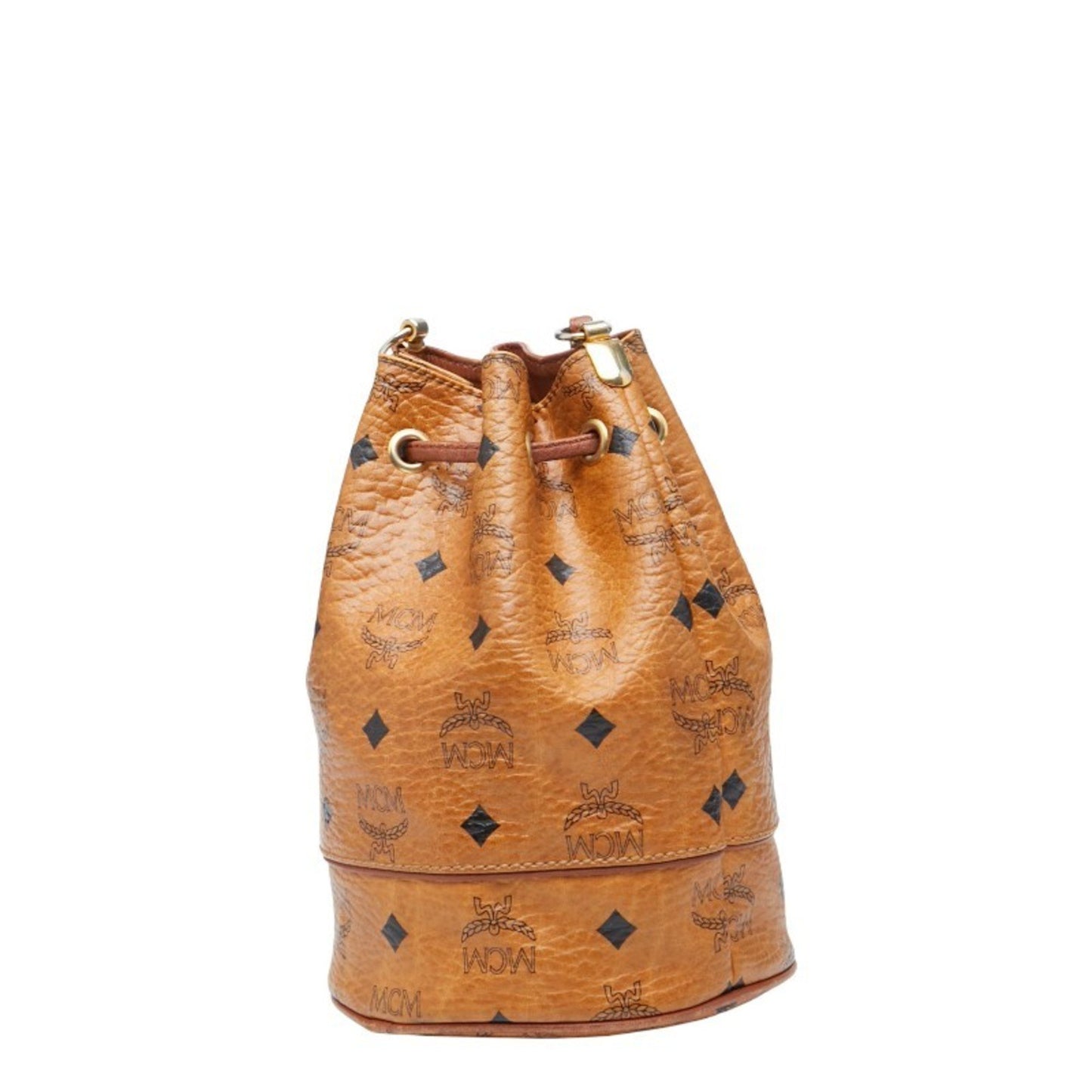 Mcm Visetos Logogram Shoulder Bag In Brown Leather