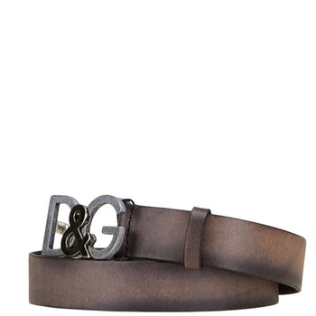 Dolce & Gabbana Logo Buckle Belt Bc3735 Gray/Black Leather