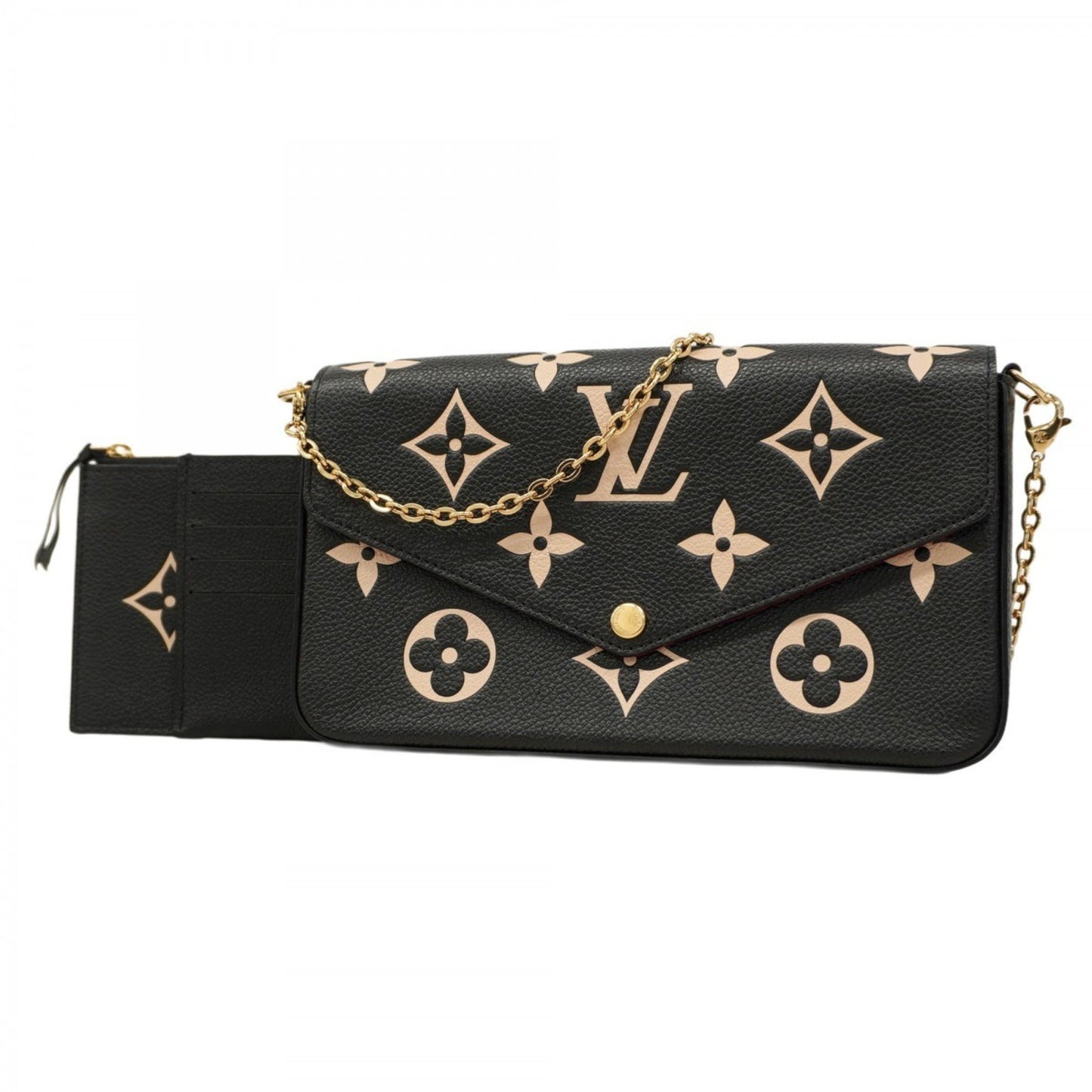 Louis Vuitton Monogram Empreinte Two-Tone Pochette Felicie Shoulder Wallet M82479 Black