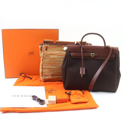 Hermes Airbag Pm Toile Officier Vibrato Shoulder Bag With Gold Hardware