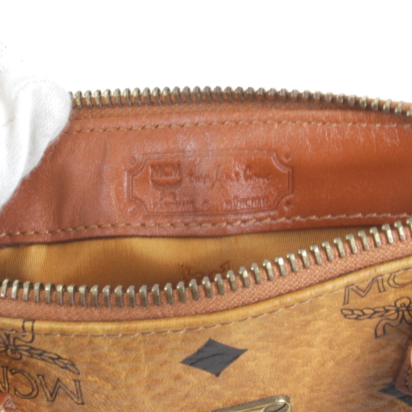 Mcm Visetos 010 Boston Bag Leather Brown