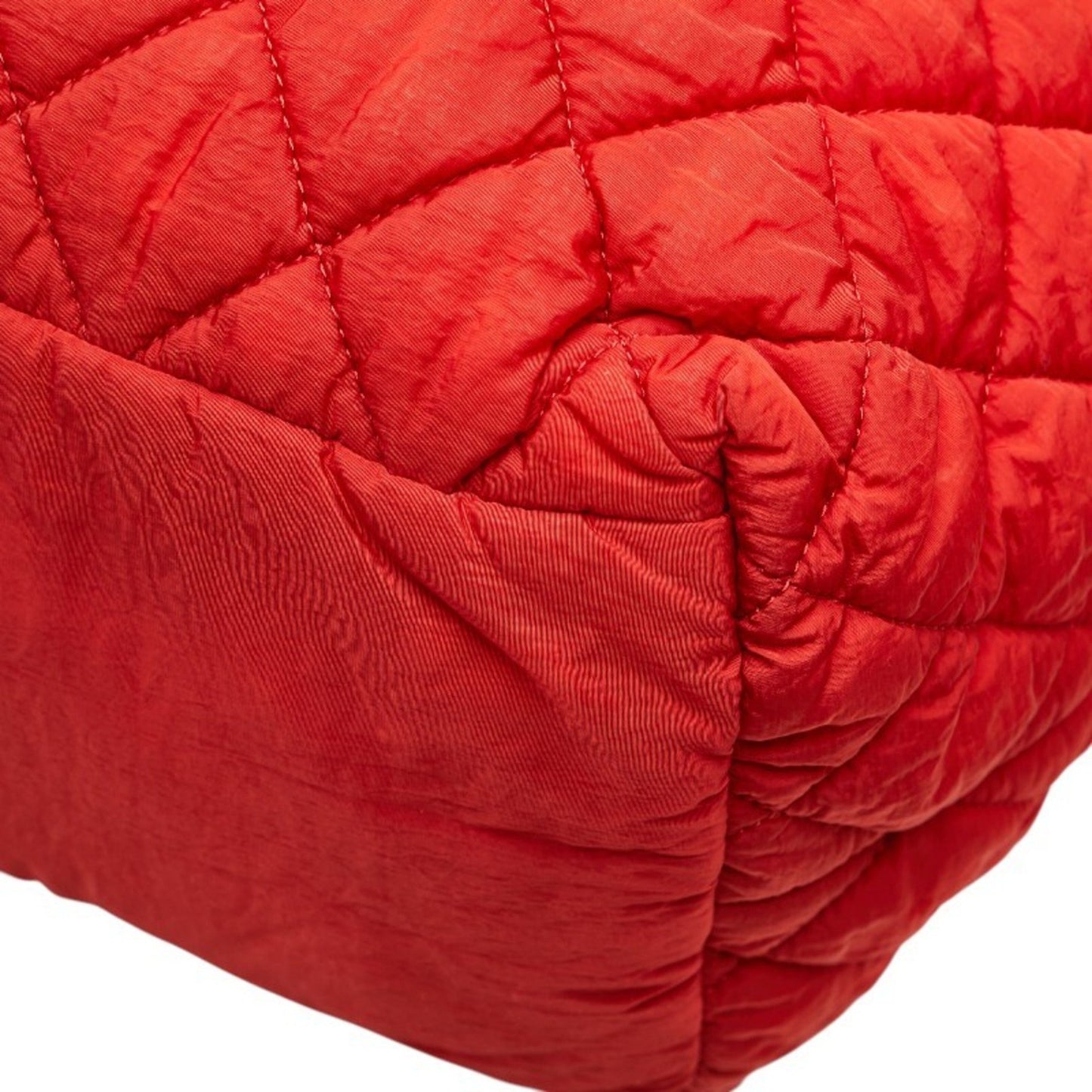 Chanel Coco Mark Cocoon Reversible Quilted Handbag Tote Bag Red Nylon
