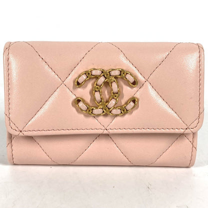 Chanel 19Th Line Cc Mark Wallet Coin Compartment Coin Purse Pink Gold