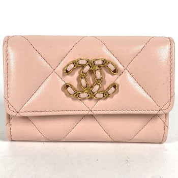 Chanel 19Th Line Cc Mark Wallet Coin Compartment Coin Purse Pink Gold