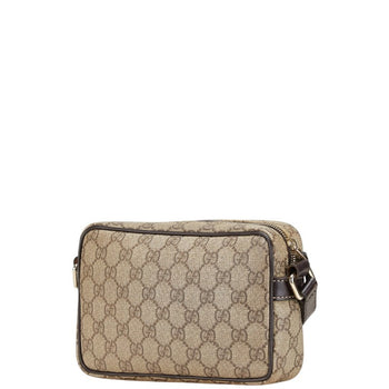 Gucci Gg Supreme Crossbody Shoulder Bag 201447 Beige Brown Leather