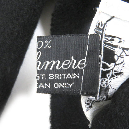Hermes 100% Cashmere Logo Embroidery Fringe Scarf/Shawl In Black