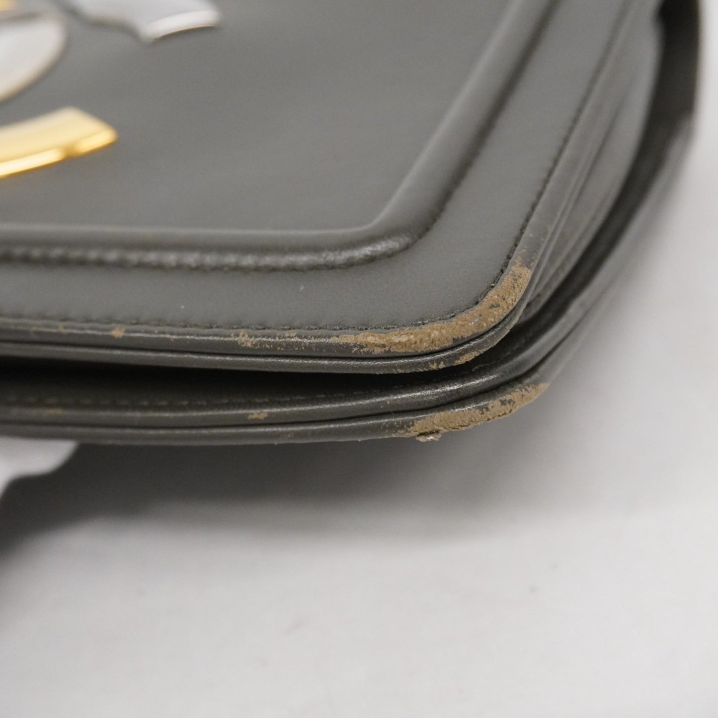 Chanel Shoulder Bag W Chain Leather Black Gold