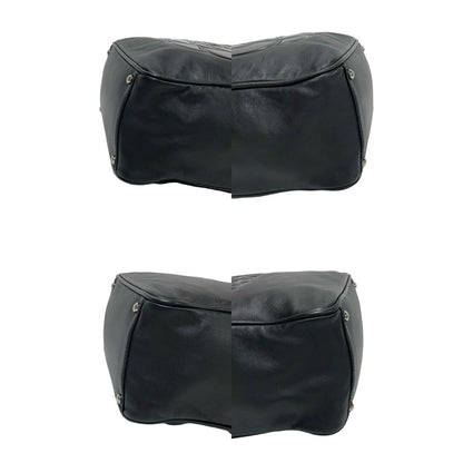 Chanel Camellia Logo Leather Tote Bag Handbag Black 29098