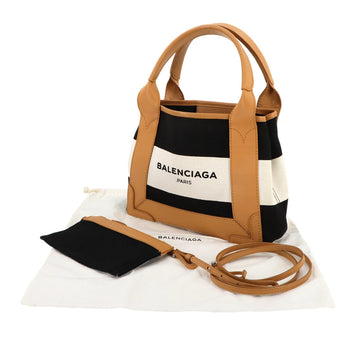 Balenciaga Navy Cabas Xs 2-Way Tote/Shoulder Bag In Leather