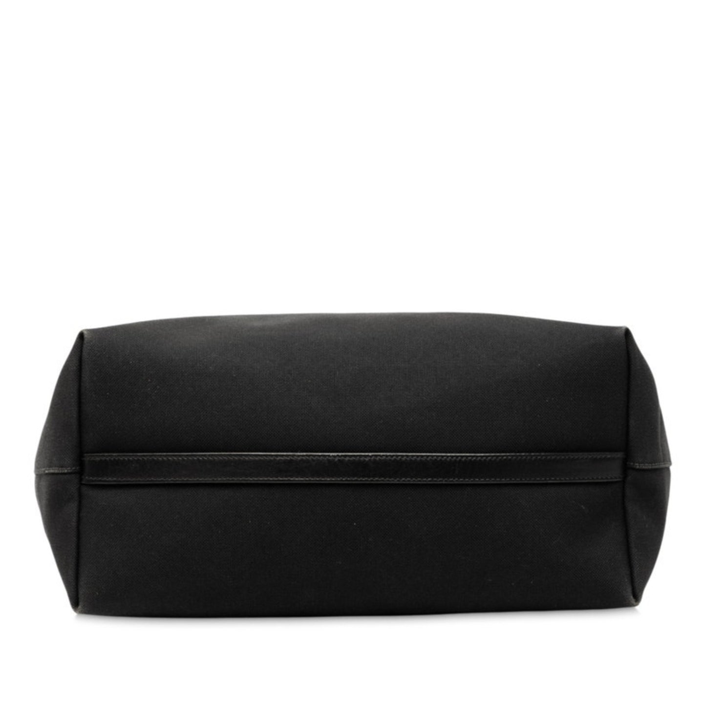 Prada Triangle Logo Plate Tote Bag Shoulder 1Bg158 Black Canvas Leather