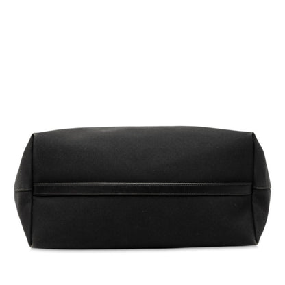 Prada Triangle Logo Plate Tote Bag Shoulder 1Bg158 Black Canvas Leather