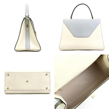 Valextra Handbag Shoulder Bag Large Iside Leather Ivory X Light Gray