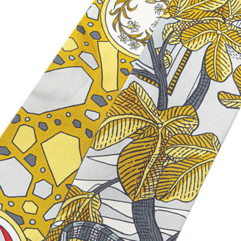 Hermes Twilly La Danse Des Amazones Amazon Dance Scarf Muffler White Yellow Multicolor Silk