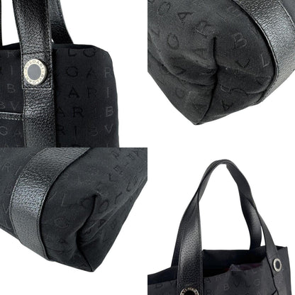Bvlgari Bvlgari Handbag Nylon Canvas Leather Black