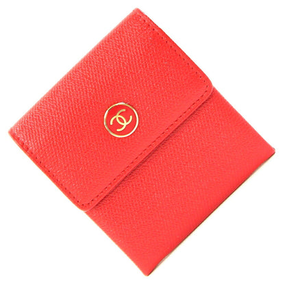 Chanel Coin Case Coco Button A20907 Red Leather Purse Mini Wallet Mark