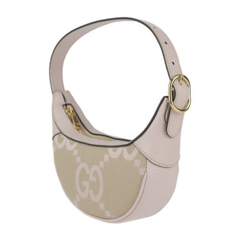 Gucci Gg Jumbo Handbag 658551 Canvas Leather Beige Pink Shoulder Bag R2425123010097
